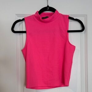Vibrant Pink Mock Neck Tank Top
